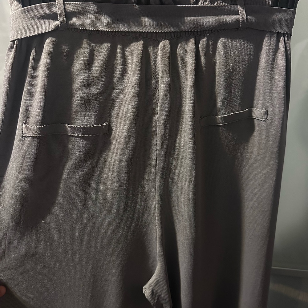 Grey Wide-Leg Tie-Waist Pants - Picture 3 of 3